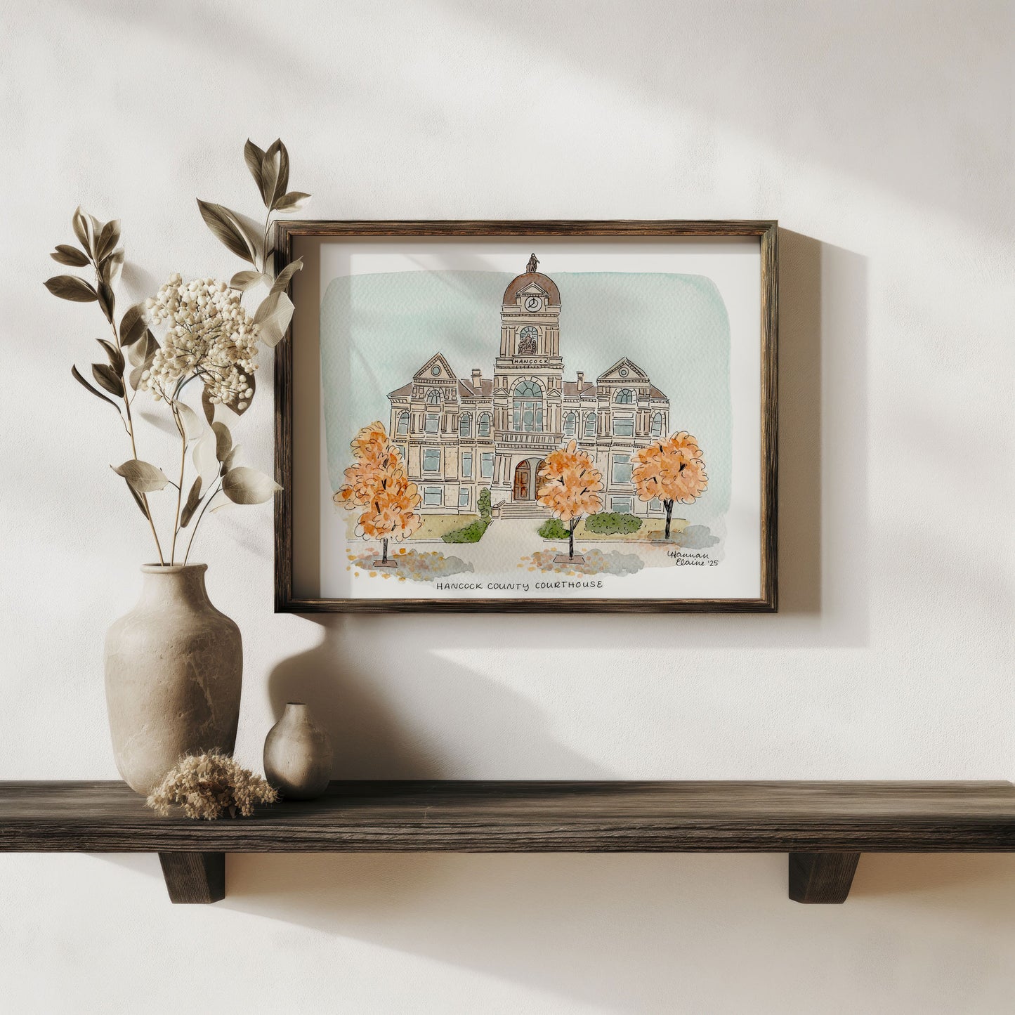 "Hancock County Courthouse" Blank Greeting Card & Fine Art Print