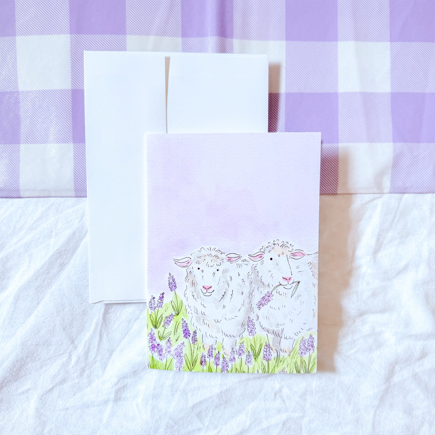 "Lavender Sheep" 5x7 BLANK Greeting Card / Fine Art Print