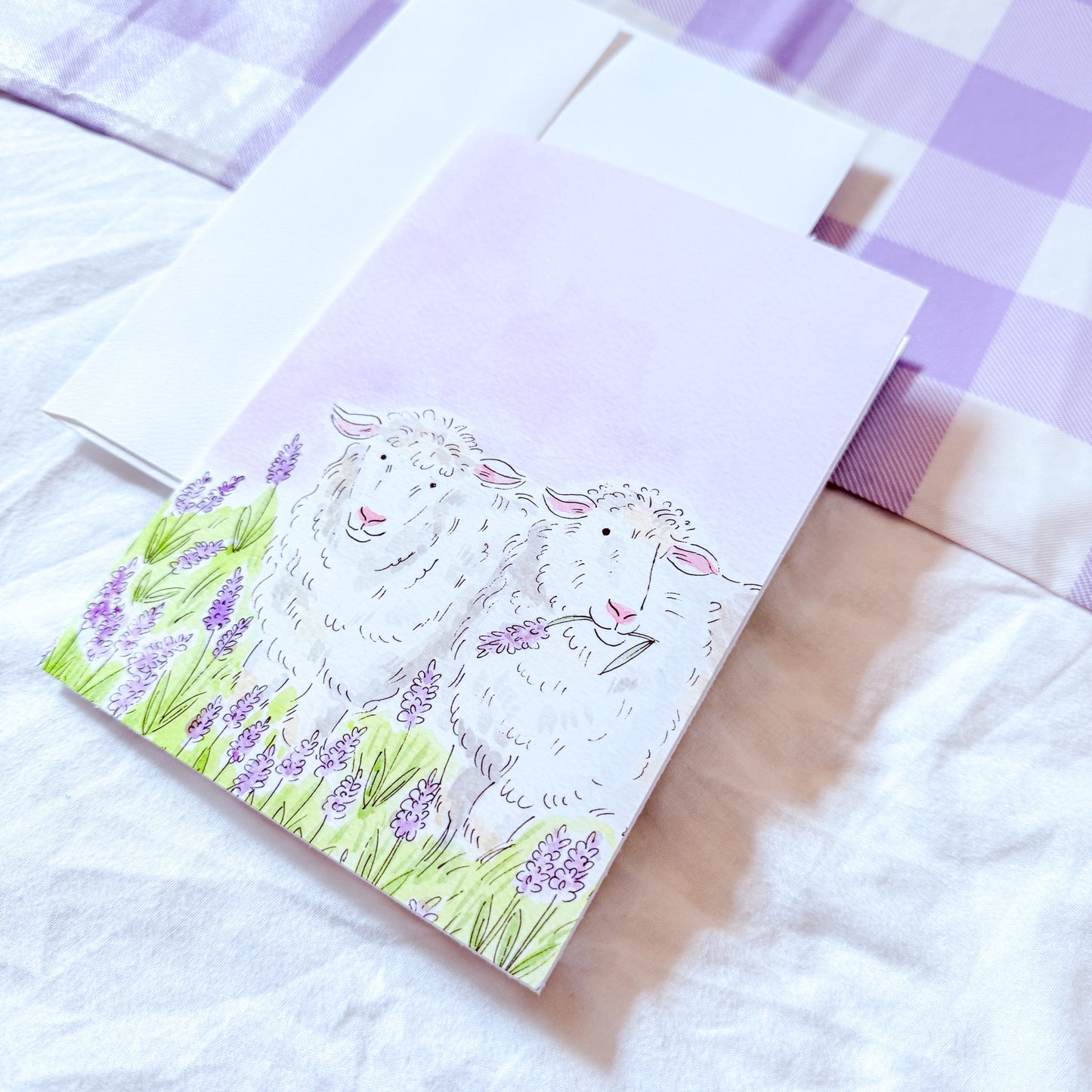 "Lavender Sheep" 5x7 BLANK Greeting Card / Fine Art Print