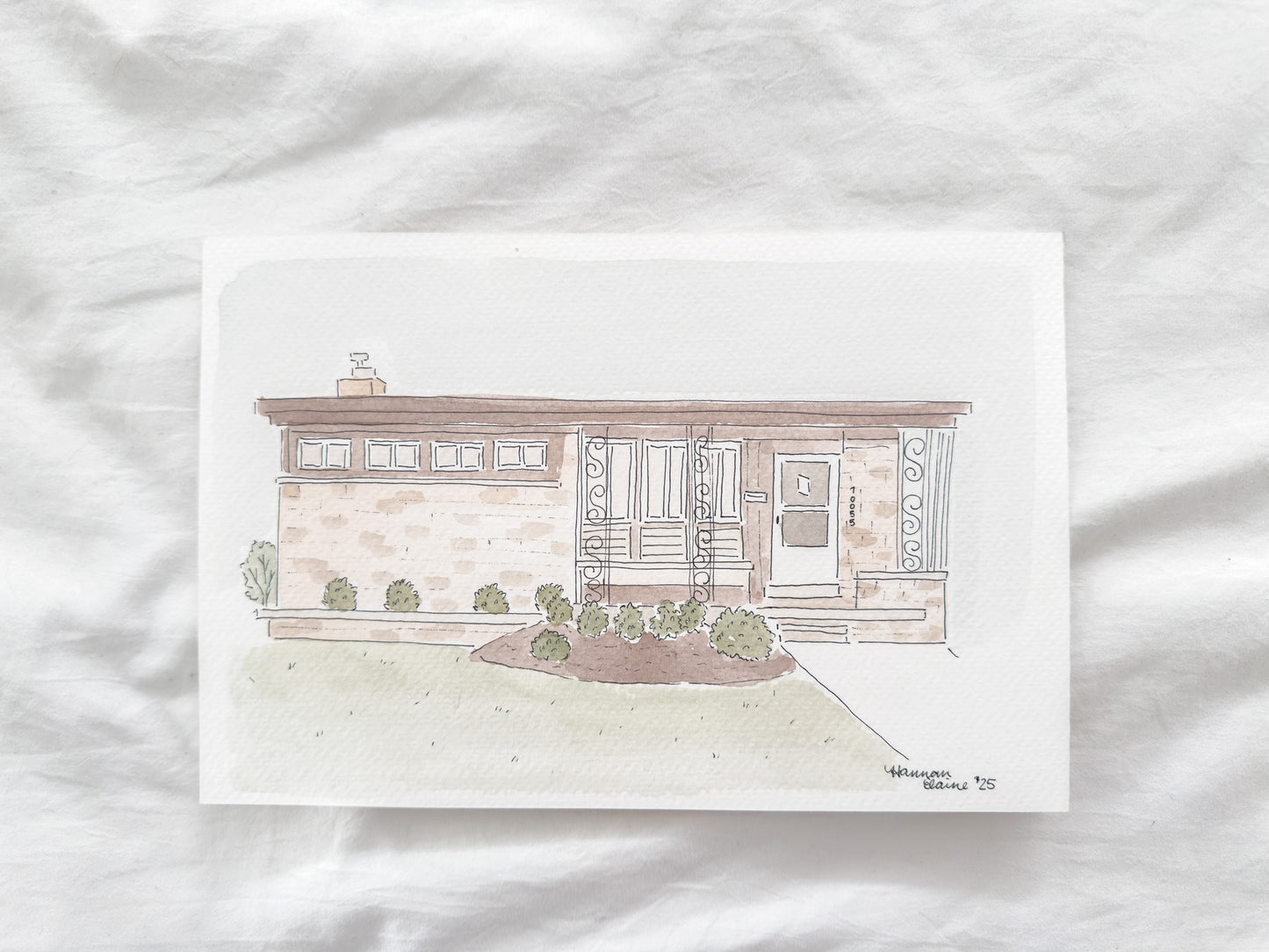 Custom Home Watercolor Artwork