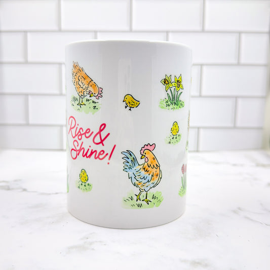 "Rise & Shine!" White Ceramic Mug