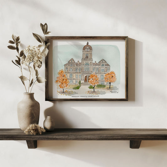 "Hancock County Courthouse" Blank Greeting Card & Fine Art Print