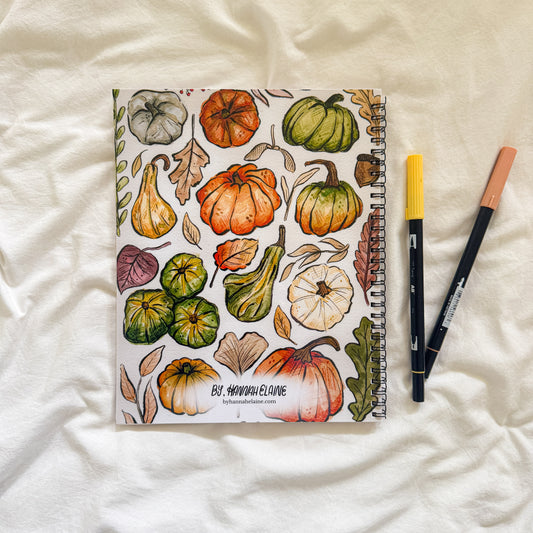 “Pumpkin & Leaves” 8x10 Lined Notebook