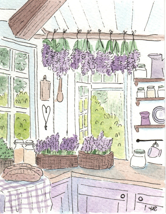 "Lavender Kitchen" 5x7 BLANK Greeting Card / Fine Art Print