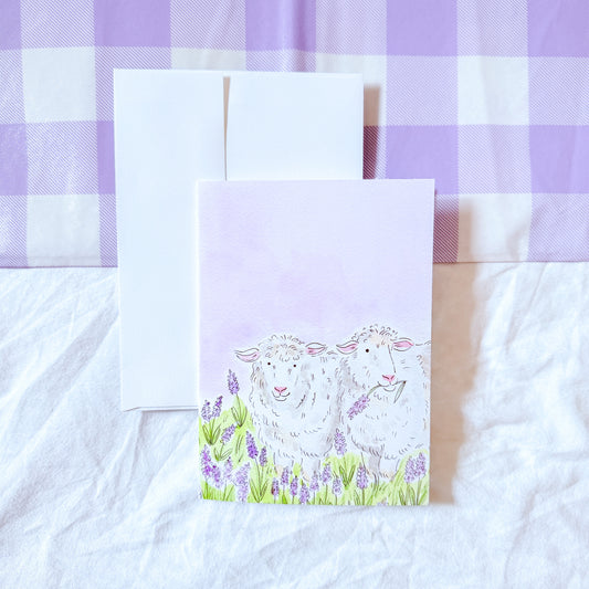 "Lavender Sheep" 5x7 BLANK Greeting Card / Fine Art Print