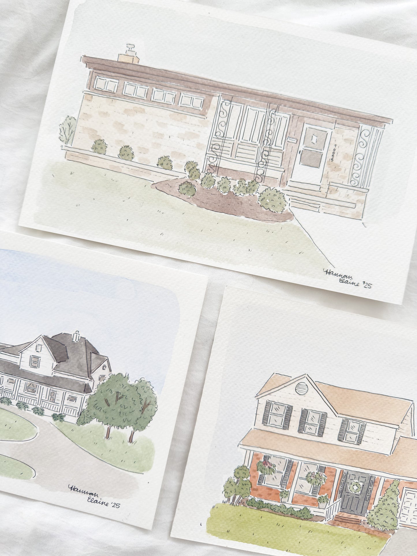 Custom Home Watercolor Artwork