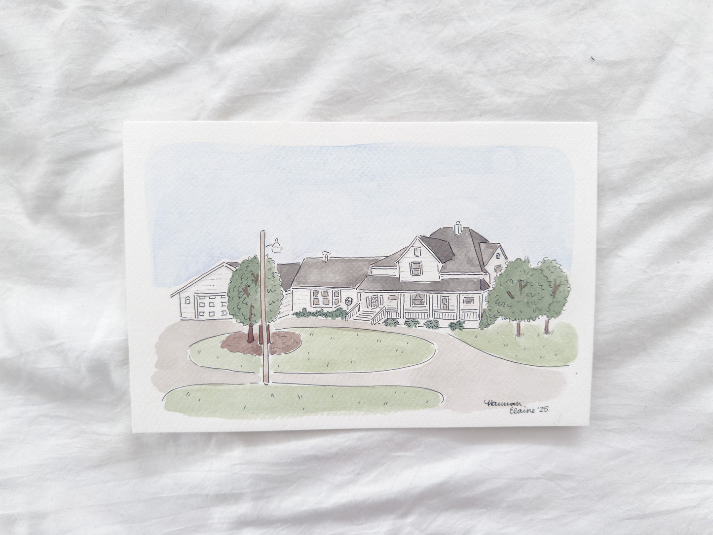 Custom Home Watercolor Artwork