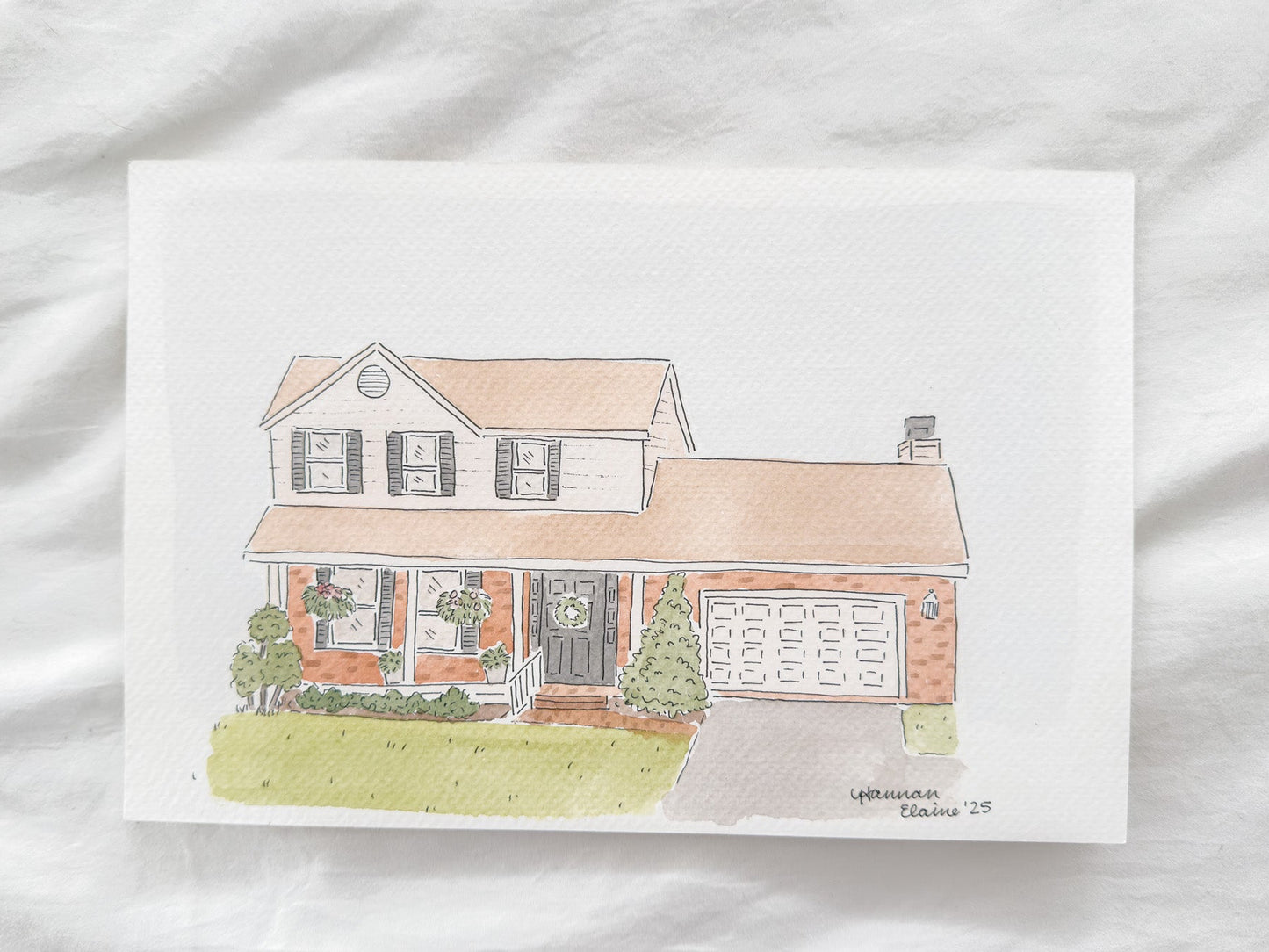 Custom Home Watercolor Artwork