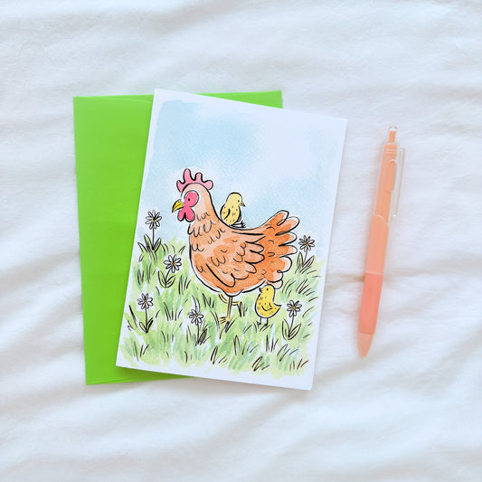 "Spring Chickens" 5x7 BLANK Greeting Card / Fine Art Print