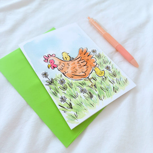 "Spring Chickens" 5x7 BLANK Greeting Card / Fine Art Print