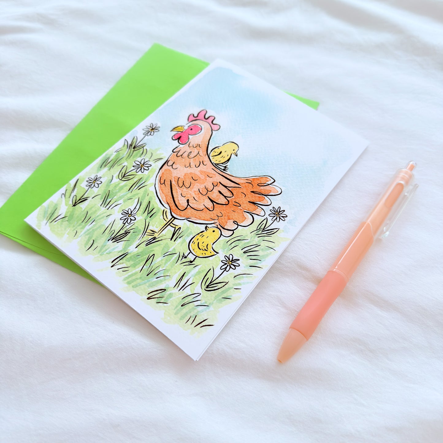 "Spring Chickens" 5x7 BLANK Greeting Card / Fine Art Print