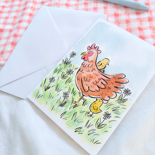 "Spring Chickens" 5x7 BLANK Greeting Card / Fine Art Print