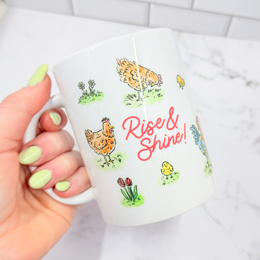 "Rise & Shine!" White Ceramic Mug