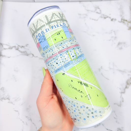 "Ford Field" 20z Metal Skinny Tumbler w/ Metal Straw