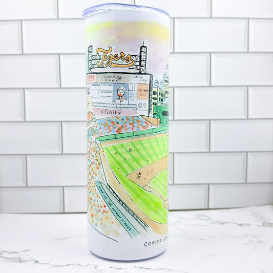 "Comerica Ballpark" 20z Metal Skinny Tumbler w/ Metal Straw