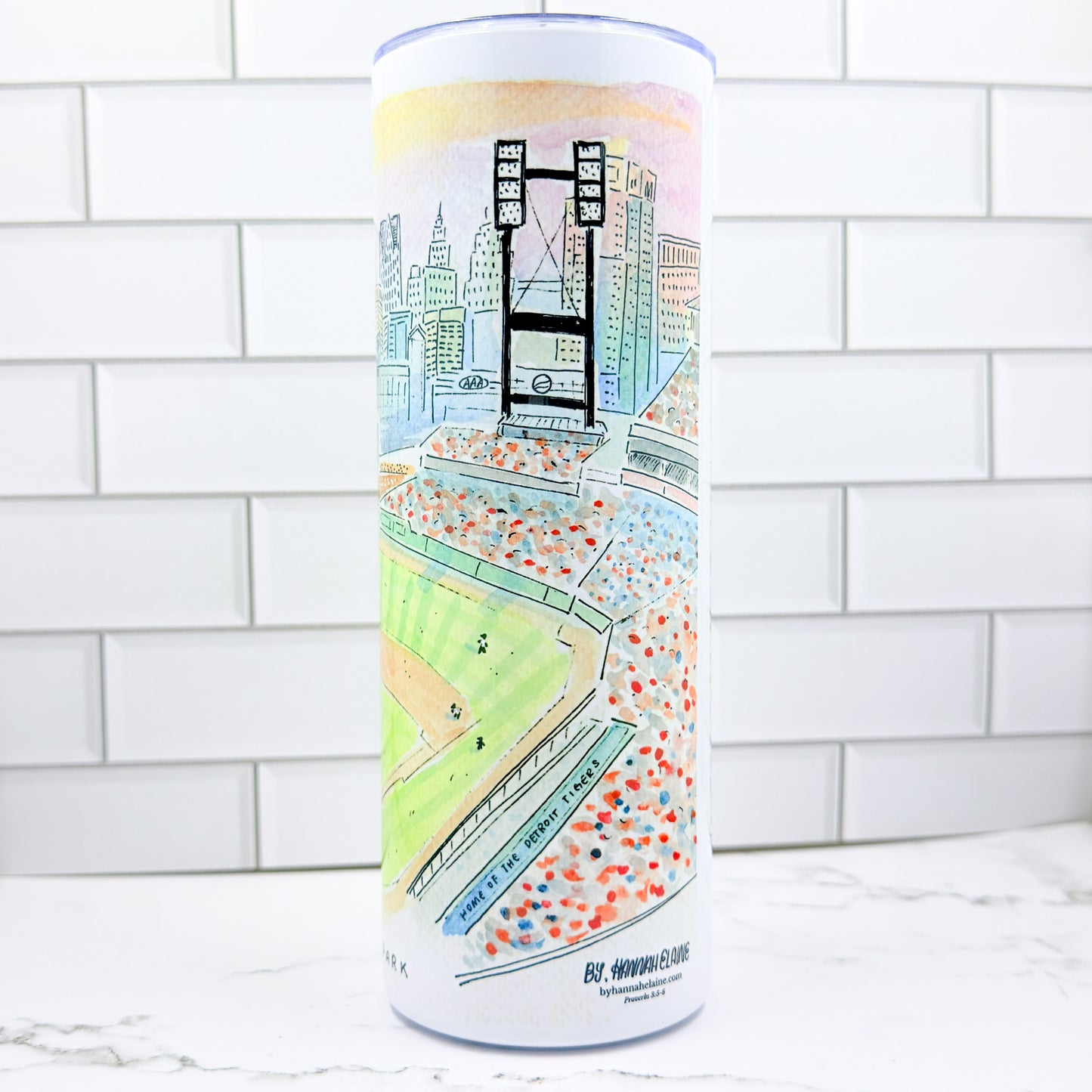 "Comerica Ballpark" 20z Metal Skinny Tumbler w/ Metal Straw